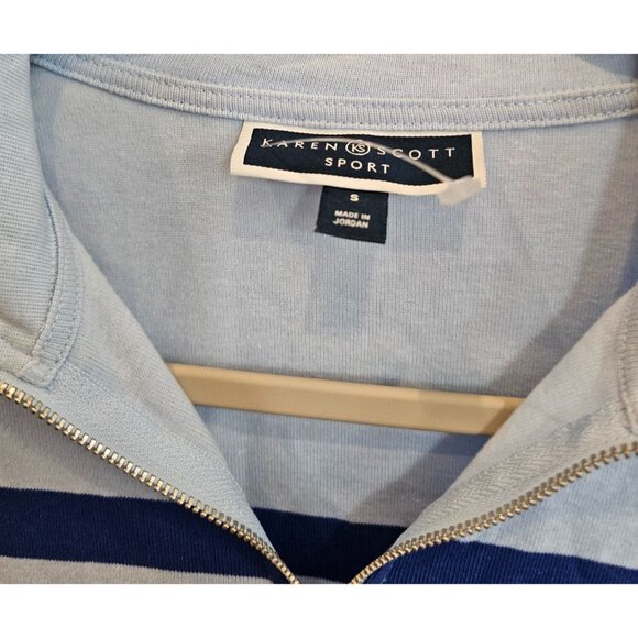 Karen Scott Sport Womens 1/4-Zip Pullover Top Blue Striped Size S NWOT - Picture 7 of 11